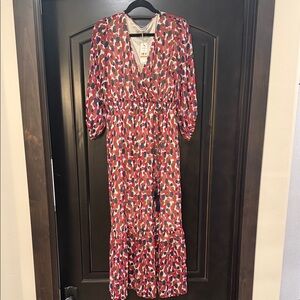 Tommy Bahama Wine and Navy quarter length Sleeve Dress